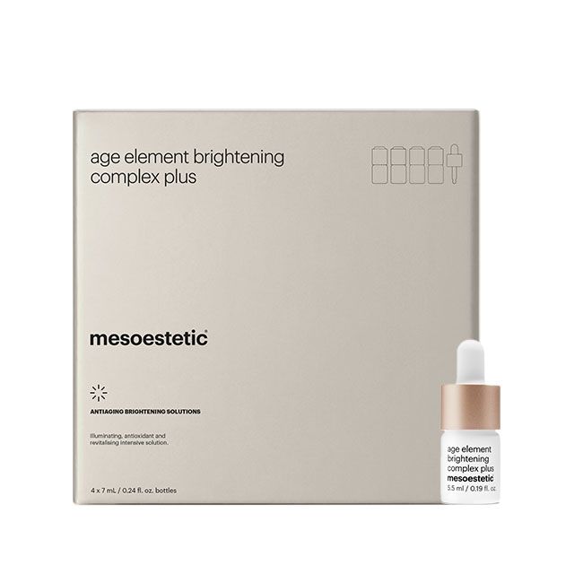 Age element® brightening complex plus - Šokové ošetrenie s intenzívnym obnovujúcim a rozjasňujúcim účinkom. Obsahuje 15% izolovaného vitamínu C, zaisťuje maximálnu účinnosť.